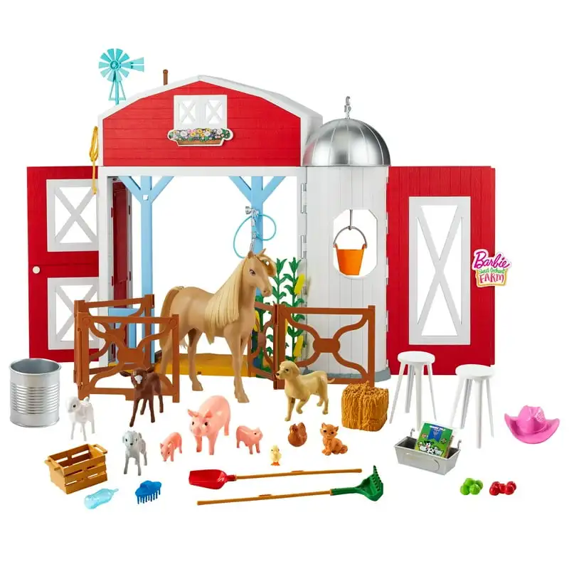 

Orchard Farm Playset with Barn, Horse, 10 Farm Animals & 15 Accessories, Moving Pieces