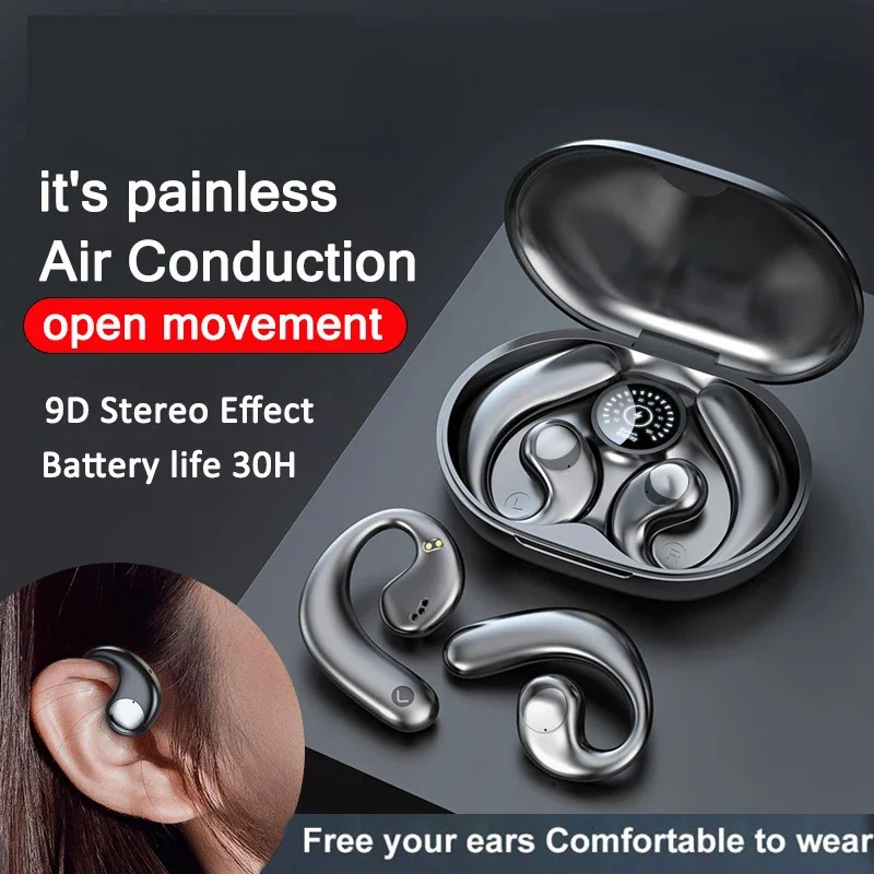 

Sports Wireless Headphones 9D HIFI Stereo Running Outdoor Bluetooth 5.3 Headsets Open Ear-Hooks Air Conduction Earphones PK S900