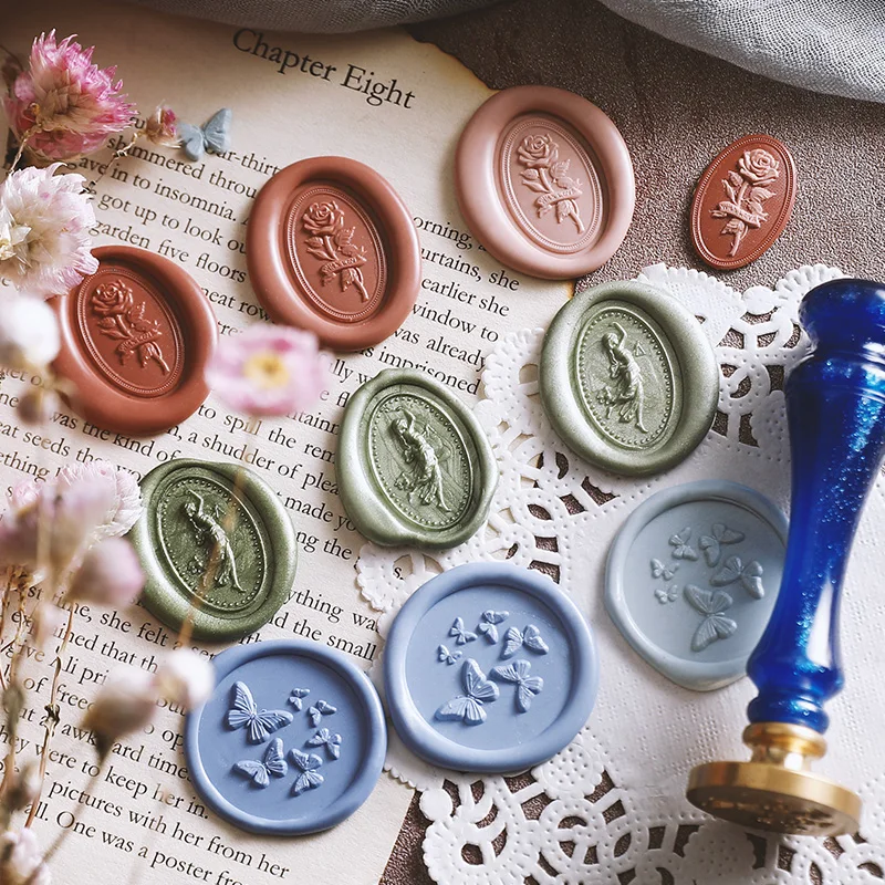 3D Embossed Wax Seal Stamp Butterfly Rose Flower Sealing Stamp Head For Cards Envelopes Wedding Invitations Scrapbooking