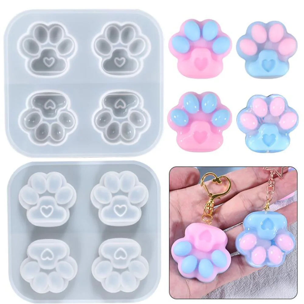 

Silicone Mold Love Cat Paw Candle Making Kit DIY Keychain Jewelry for Valentine Gift Chocolate Cake Mold Craft Making Supplies