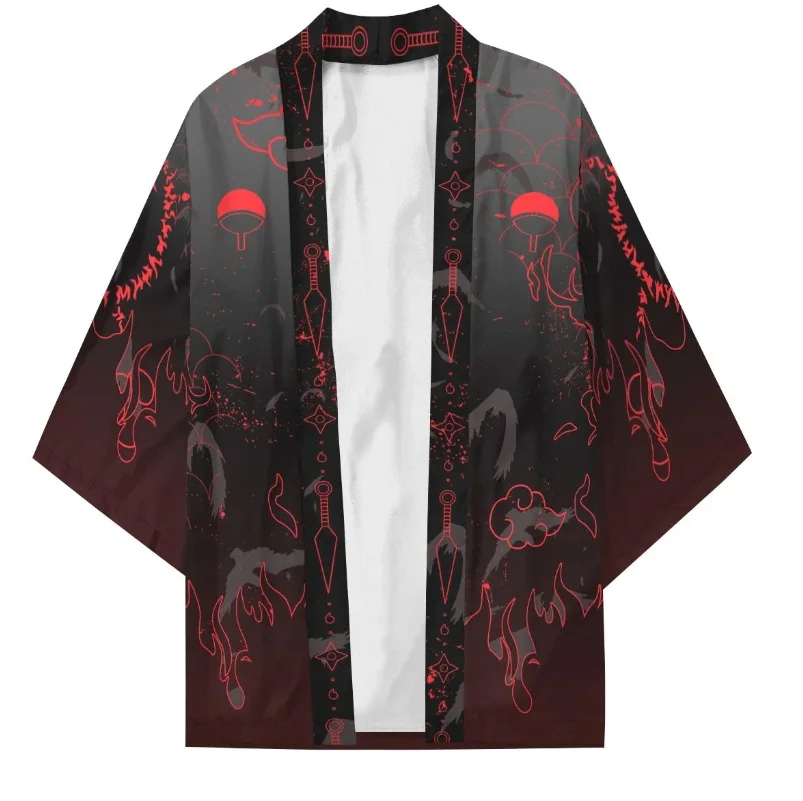 Кимоно из аниме плащ Какаши Akatsuki Uchiha Itachi косплей Wafuku Kurama с 3D принтом юката