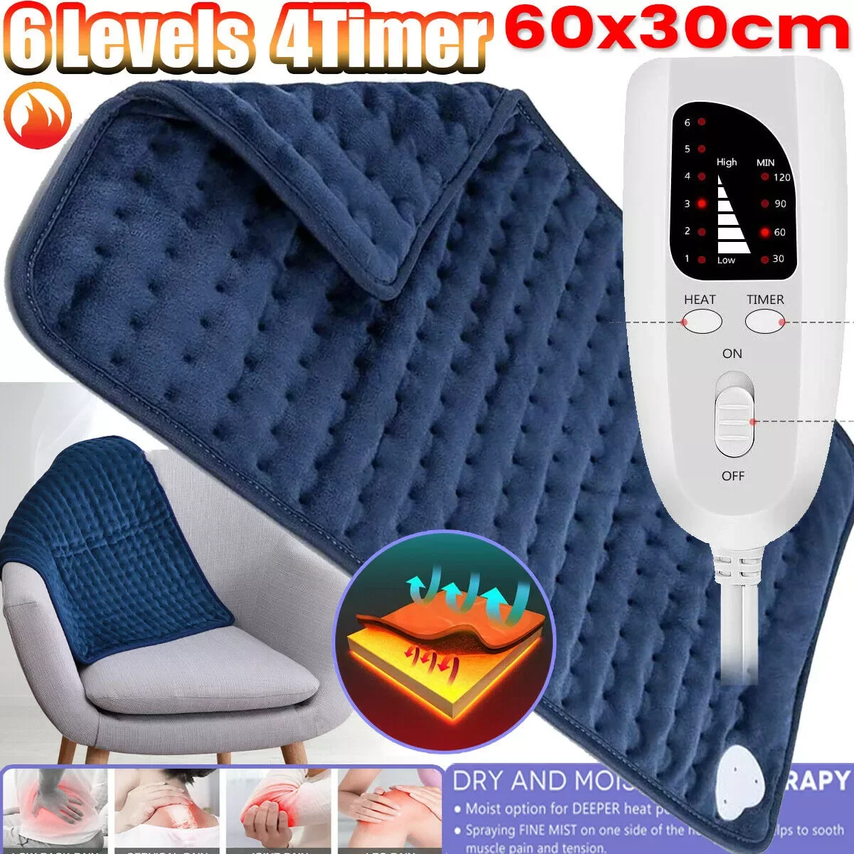 Electric Blankets Heating Pad Abdomen Waist Back Pain Relief Winter Warmer Heat Controller for Shoulder Neck Spine