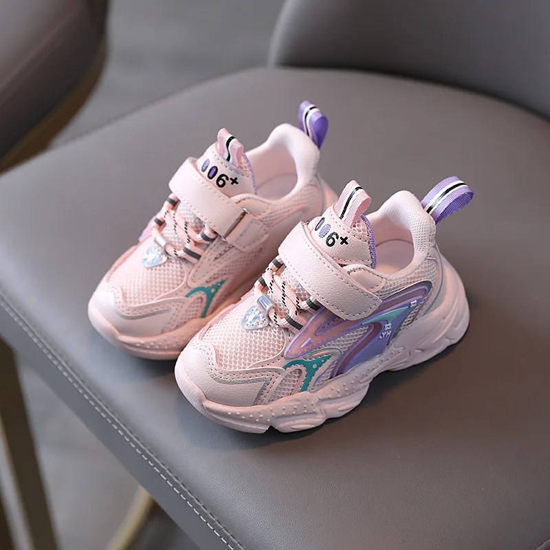 

Girls Sneakers White Pink Mesh Breathable Children Shoes Soft Bottom Running Sport Kids Casual Shoes Spring Autumn Boy Trainers