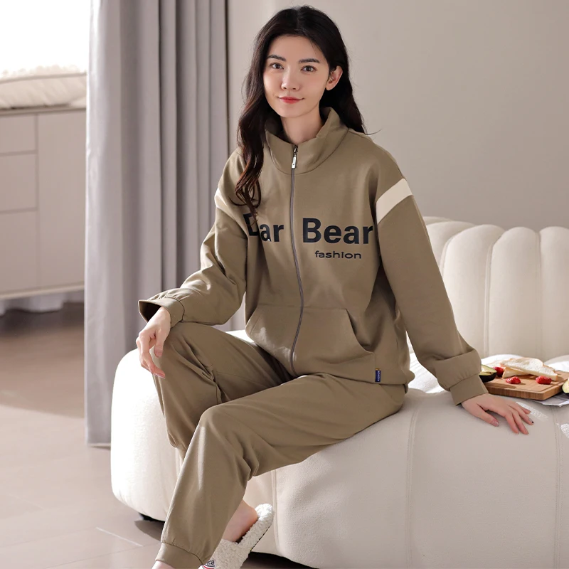 Новейший женский пижамный комплект из 100% хлопка одежда для сна с отложным