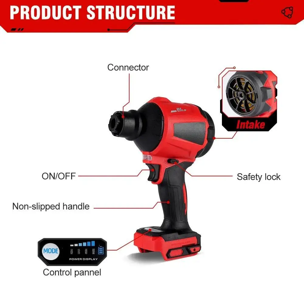 Бесщеточная Электрическая воздуходувка 1500 Вт 80000 об/мин многофункциональная