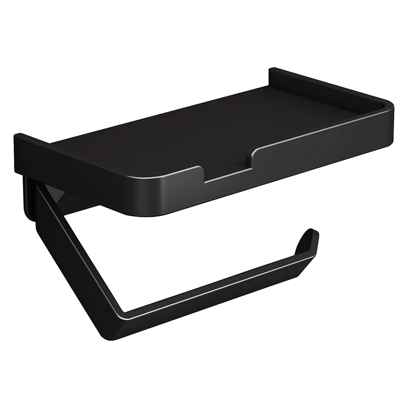 

Toilet Roll Holder Wall Mounted, Anti-Rust Aluminum Alloy Toilet Paper Holder With Shelf For Mobile Phones, Multi-Use