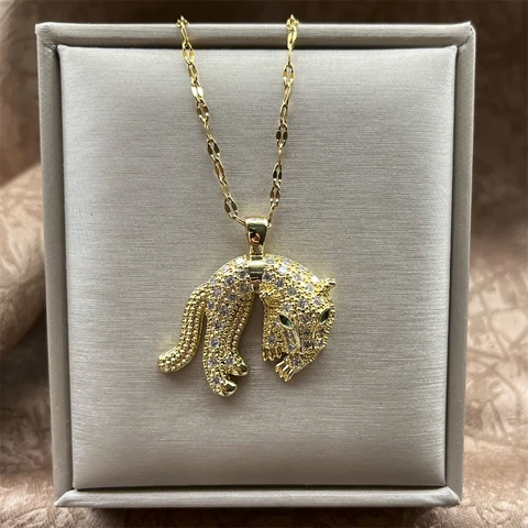 Цепочка с подвеской голова леопарда из нержавеющей стали