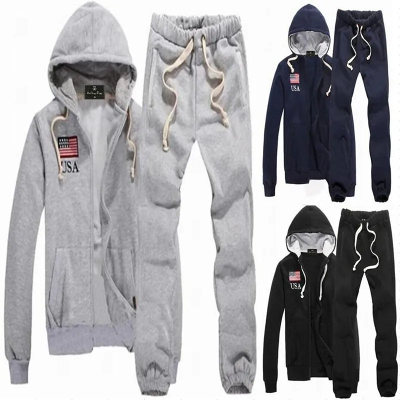 

Winter 2022 High Quality 100% Cotton Casual Tracksuit Men's Hooded Top and Sports Thick Pants