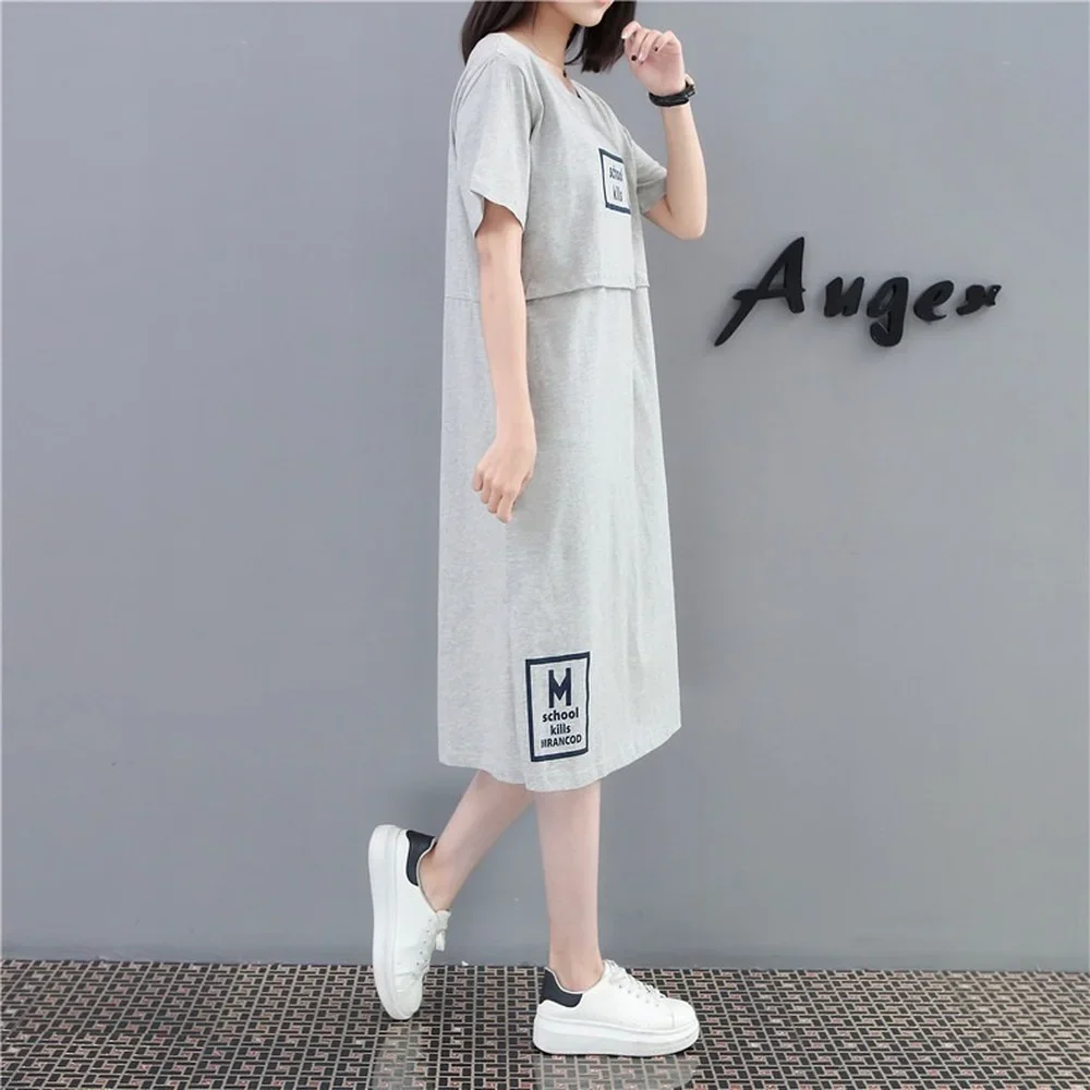 Летние полосатые платья для беременных пижамы многофункциональное платье и