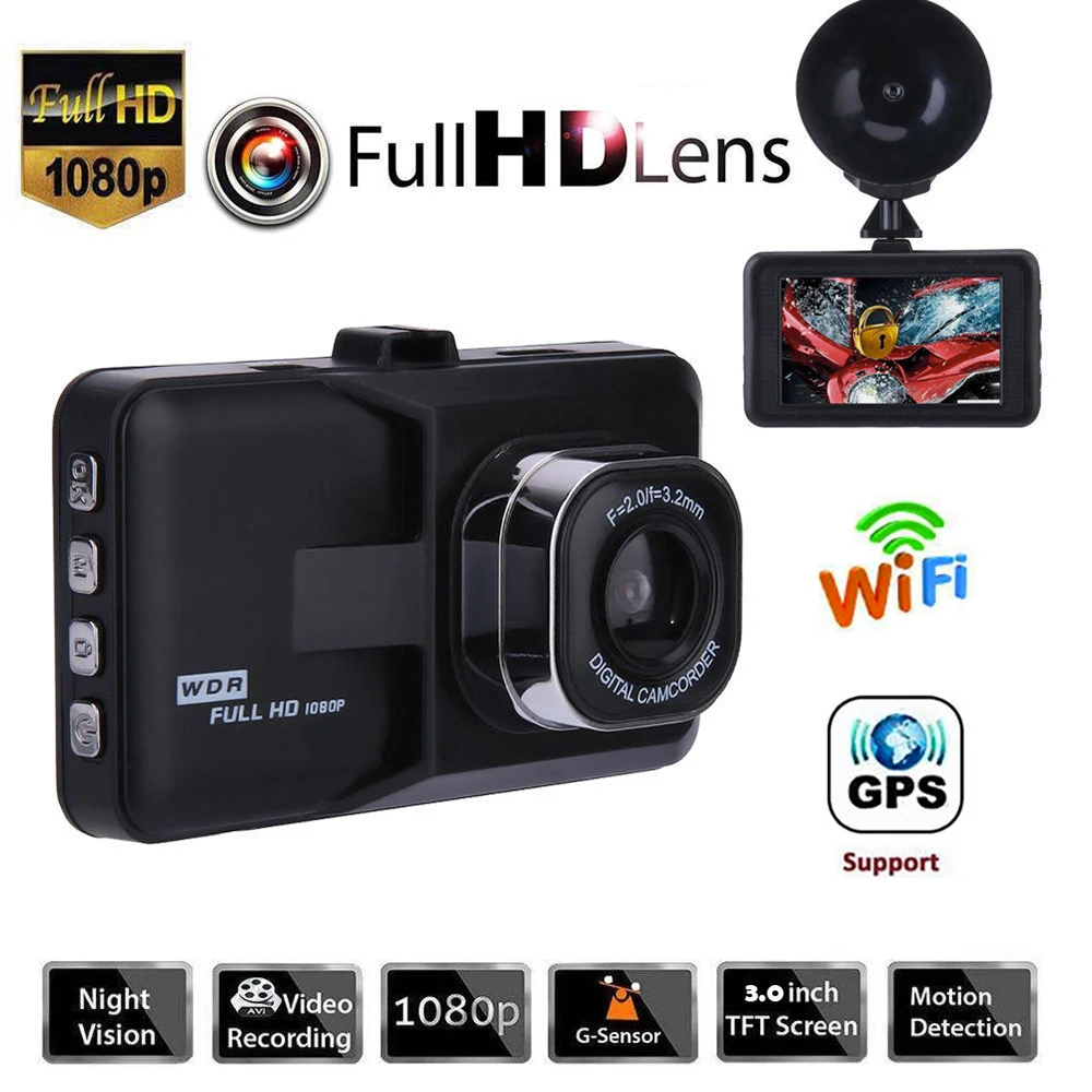 

Car DVR WiFi Full HD 1080P Dash Cam Rear View Camera Video Recorder Black Box Night Vision Auto Dashcam Car Camera GPS Tracker