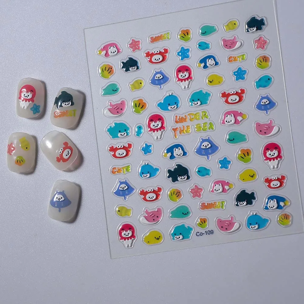 Наклейки для ногтей с изображением раковины звезды и океана Дельфин морская