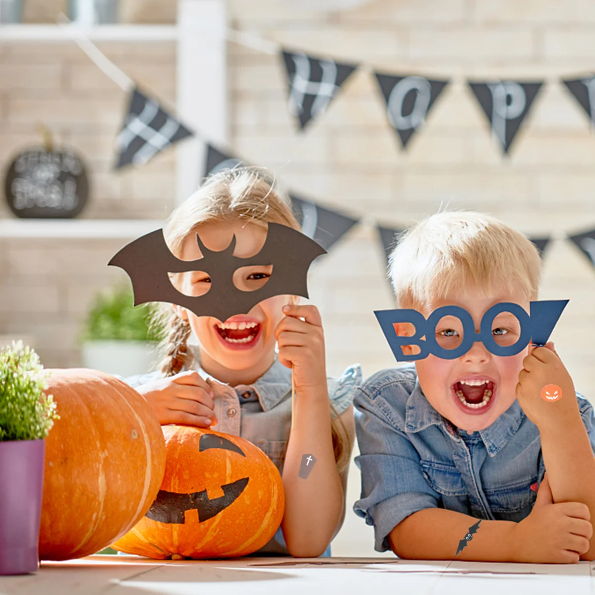 

Stickers Kidstickerluminous Pumpkin Ghost Glow Decal Face Kids Favors Party Birthdaydark Arm Thecrafts Spooky Trick Or Treat