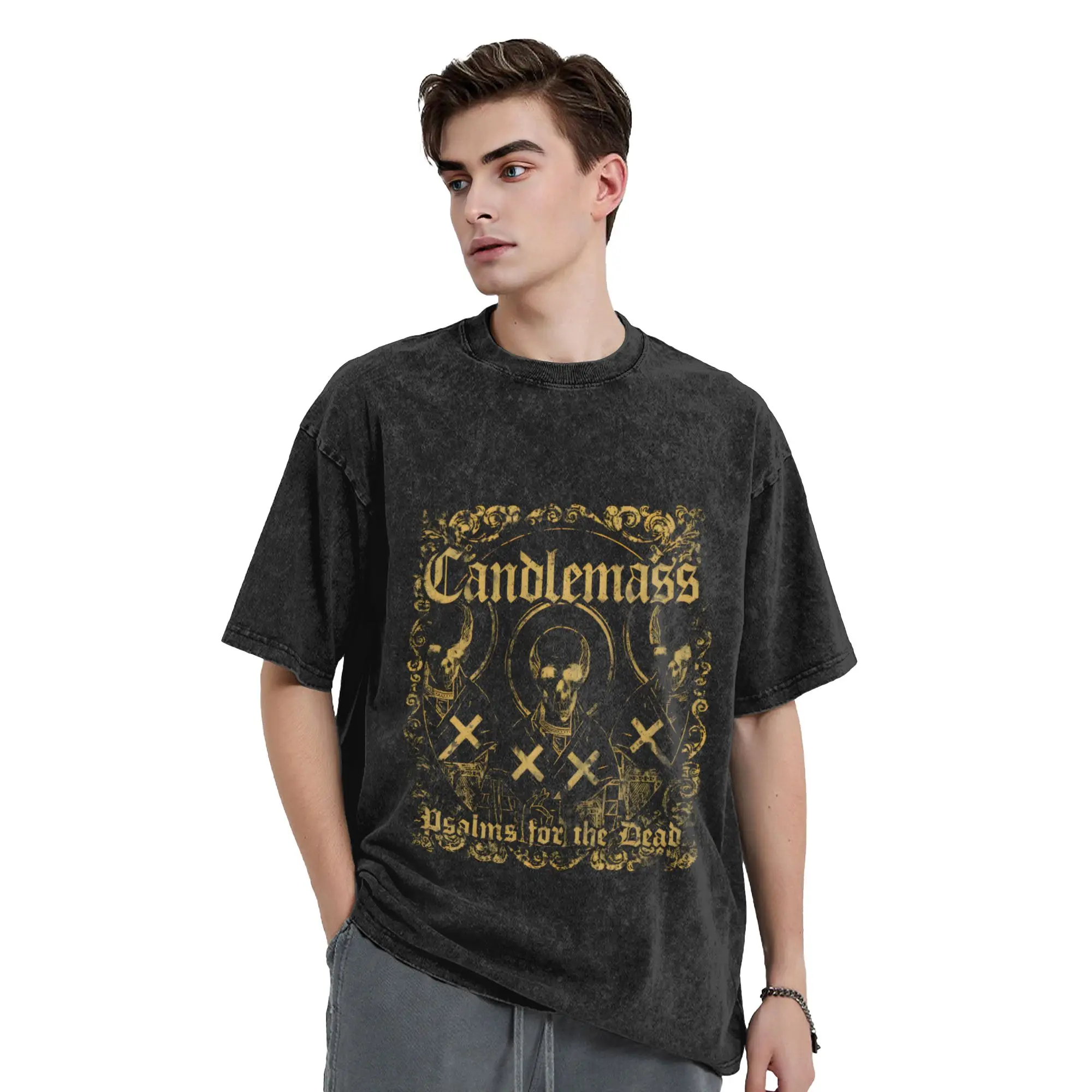 Фото Мужские и женские футболки Candlemass Death Washed, летние футболки в стиле хипстер, винтажный дизайн, повседневная одежда, горячая распродажа №3