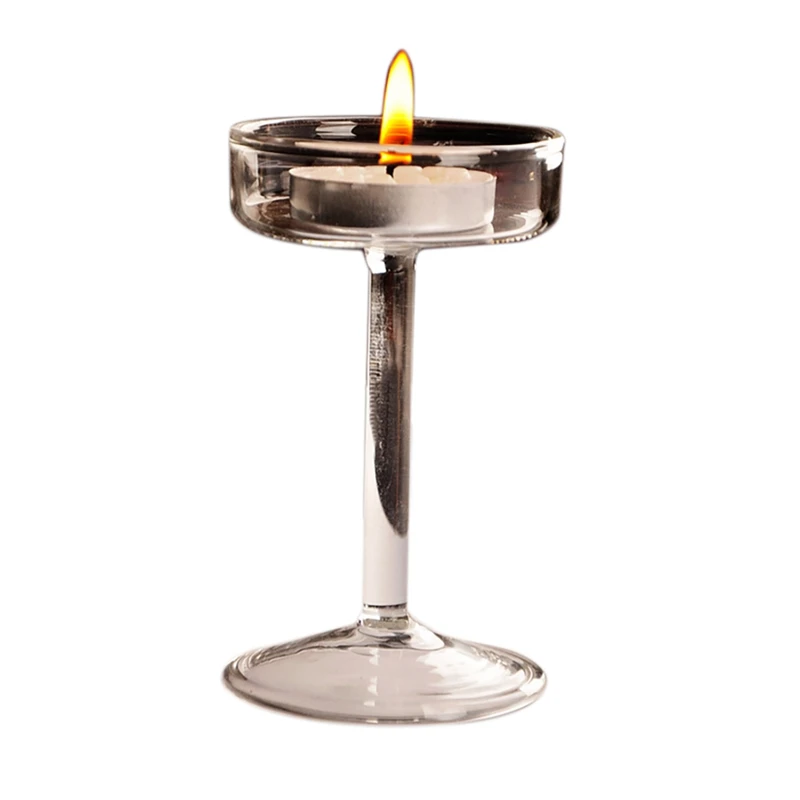 

European High Candlestick Glass Candle Create Holder Romantic Dinner Decoration Handicraft Birthday Gift