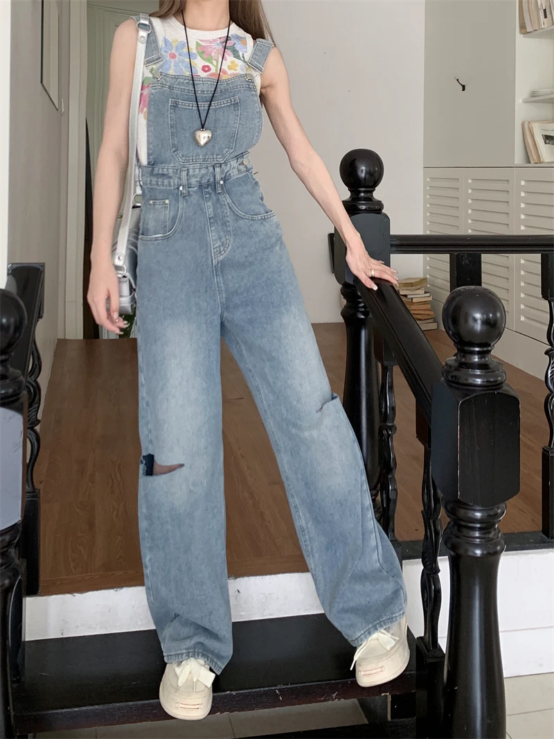 Perforated jeans for women blue commuting summer 2023 new spicy girls fashionable high waisted slim waistband long pants for wom