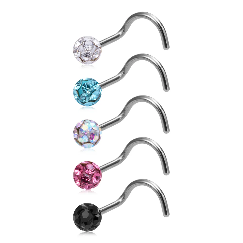 

1Pc 20G Surgical Steel Bling Nostril Piercing Jewelry Earrings 3mm Cz Bling Nose Piercing Screw Nose Rings Studs for Women