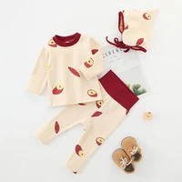 2022 new baby girl clothes set tops pants hat 3pcs cotton toddler outfits kids overalls set children boys clothing set