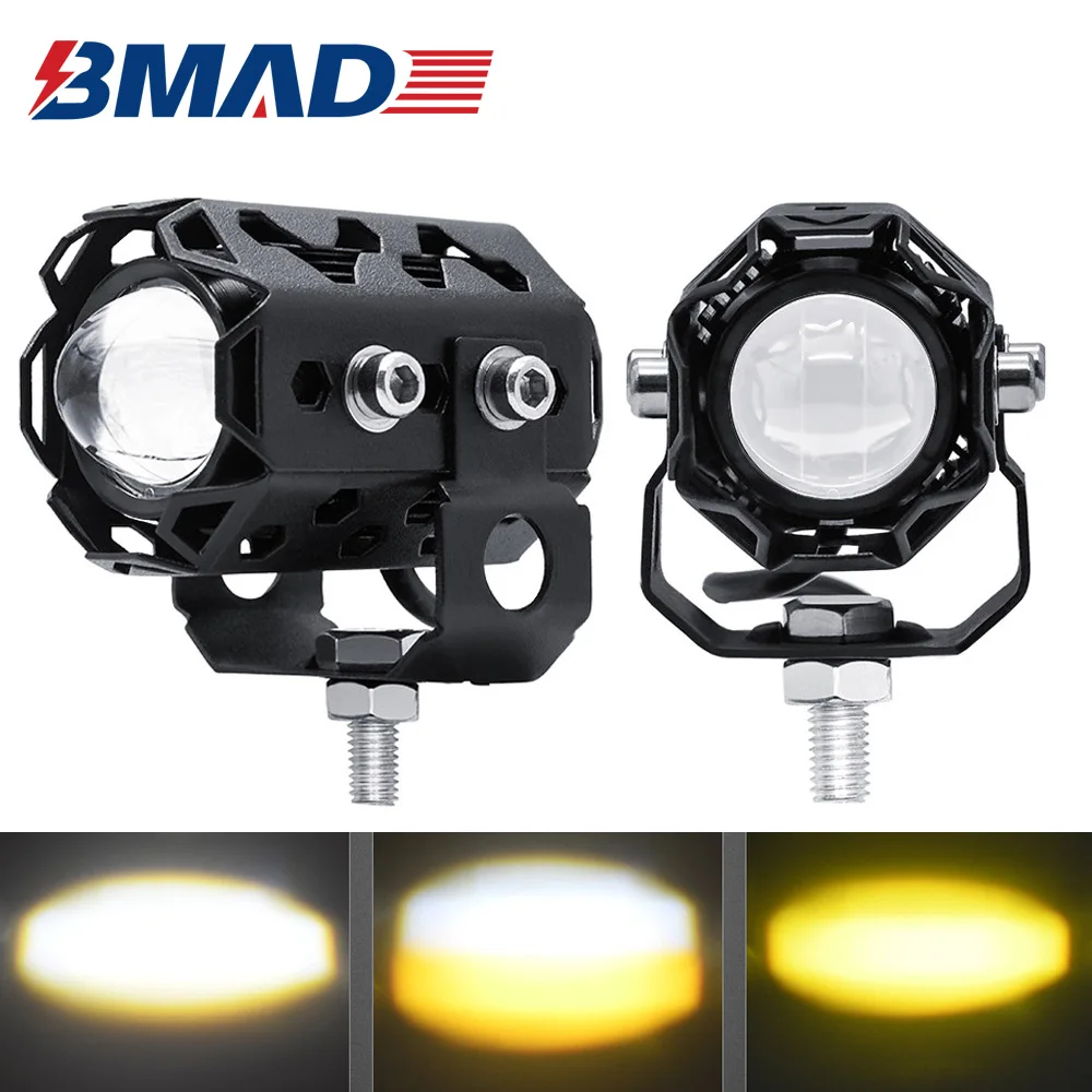 

BMAD светодиодный мотоциклетный прожектор Белый Желтый фары Противотуманные фары 12В 24В Рабочая фара для автомобиля внедорожника вездехода в...