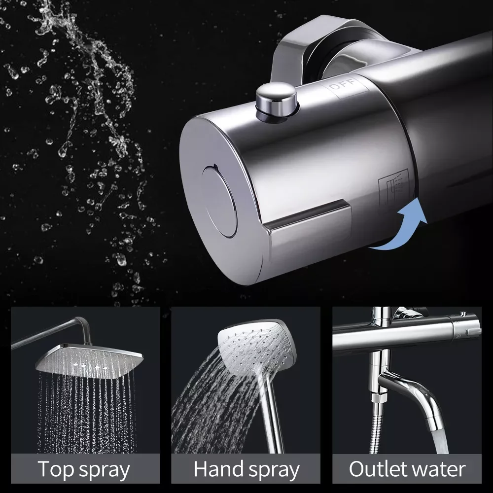 

Shower Faucets Bathroom Shower Set 3 Function Thermostatic Mixer Rain Shower Set Chrome Bathroome Faucet