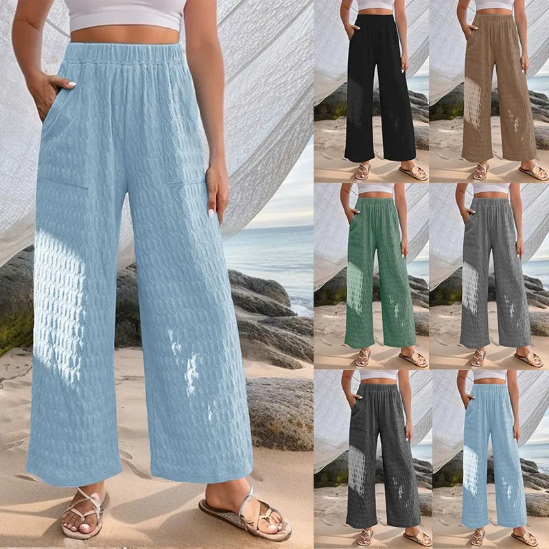 

Y2k Vintage Trousers Casual Solid Color Waistband Straight Leg Wide Leg Pants Comfy Boho Trousers Pantalones Holgados Mujer