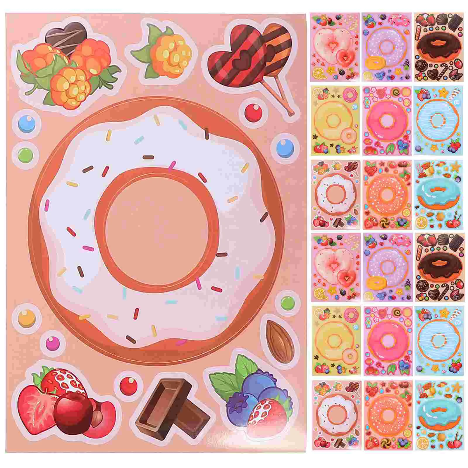 

27 Sheets of Paper Made Gift Box Sealing Sticker Gift Bag Doughnut Pattern Decal Boys Gift Box Sticker