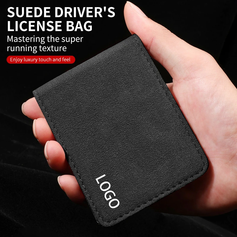 

Car Documents Storage Bag Suede Wallet For Mercedes Benz AMG W212 W213 W205 W177 V177 W247 W176 GLA GLC Logo ID Card