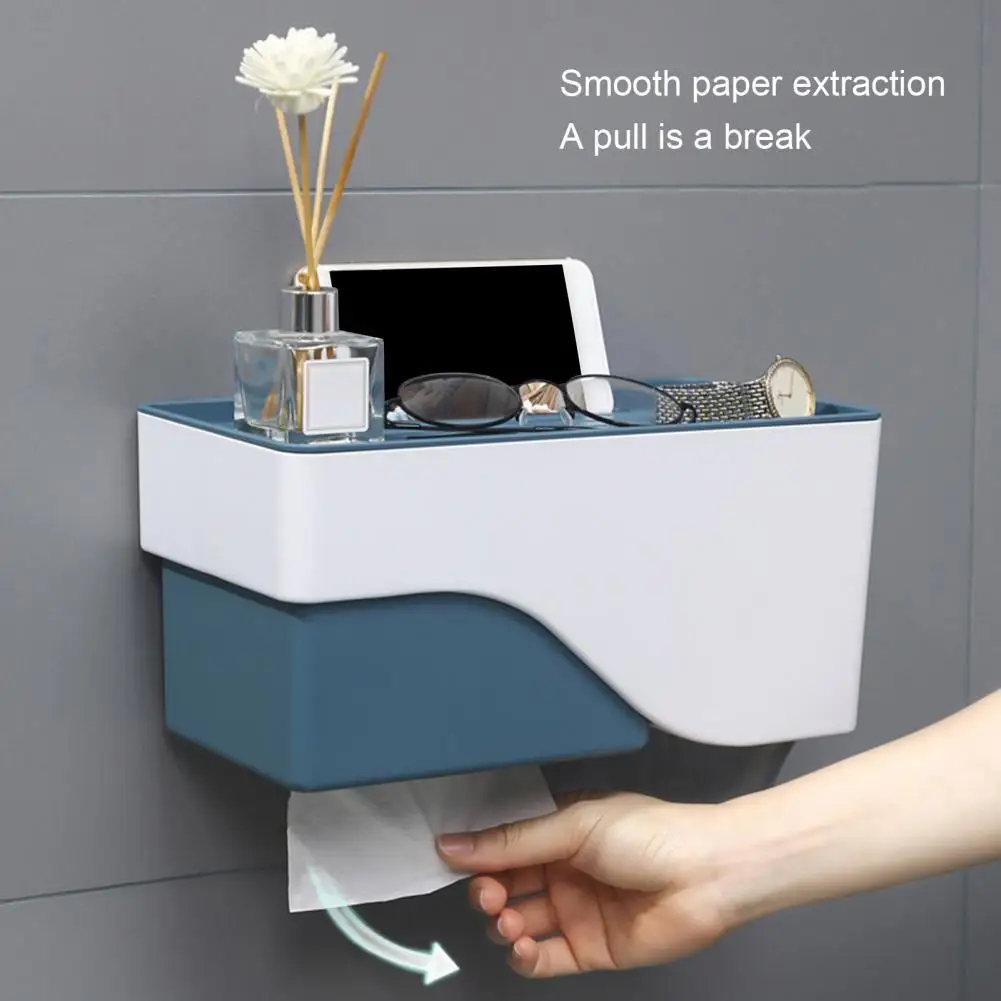 

Paper Holder Load Bearing Stable Hanging Wall Mounted Multi-function Toilet Paper Holder Rack Shelf Bathroom Hardware