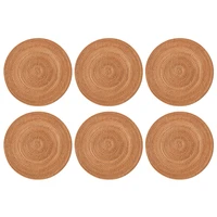 6pcs rattan coasters round woven trivet insulated hot pads pot holder farmhouse table mats for home kitchen table countertop 8cm