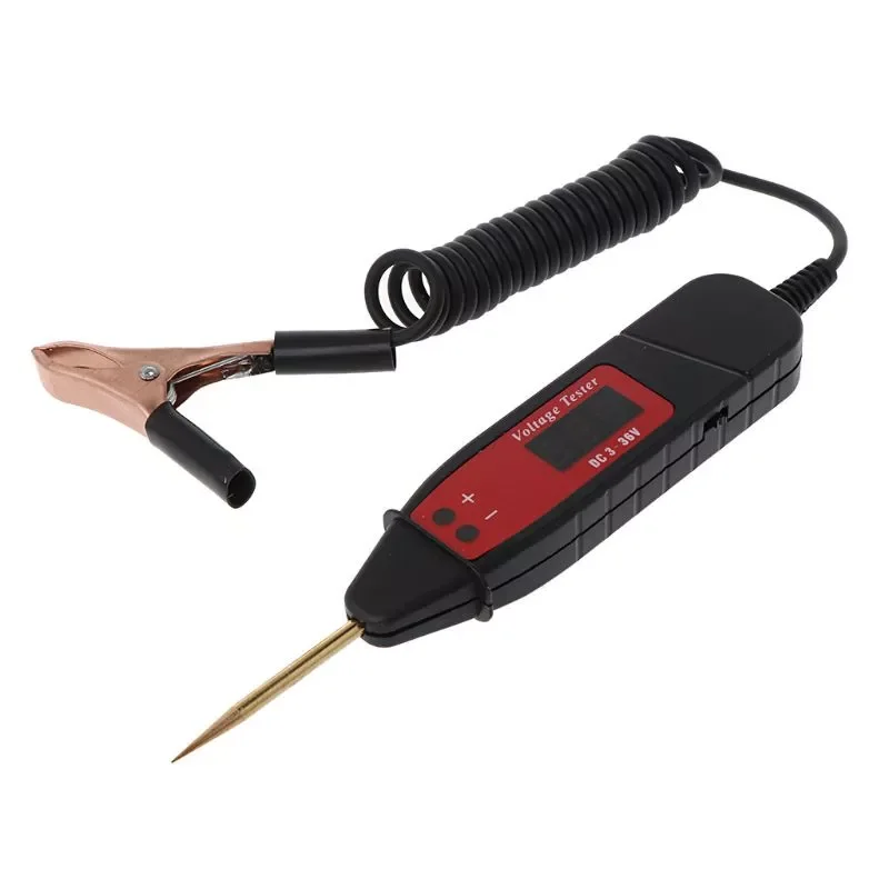 

Automobile accessories 1PC 1.65m Spring Line Car Digital LCD Electric Voltage Test Pen Probe Detector Tester With LED Light for