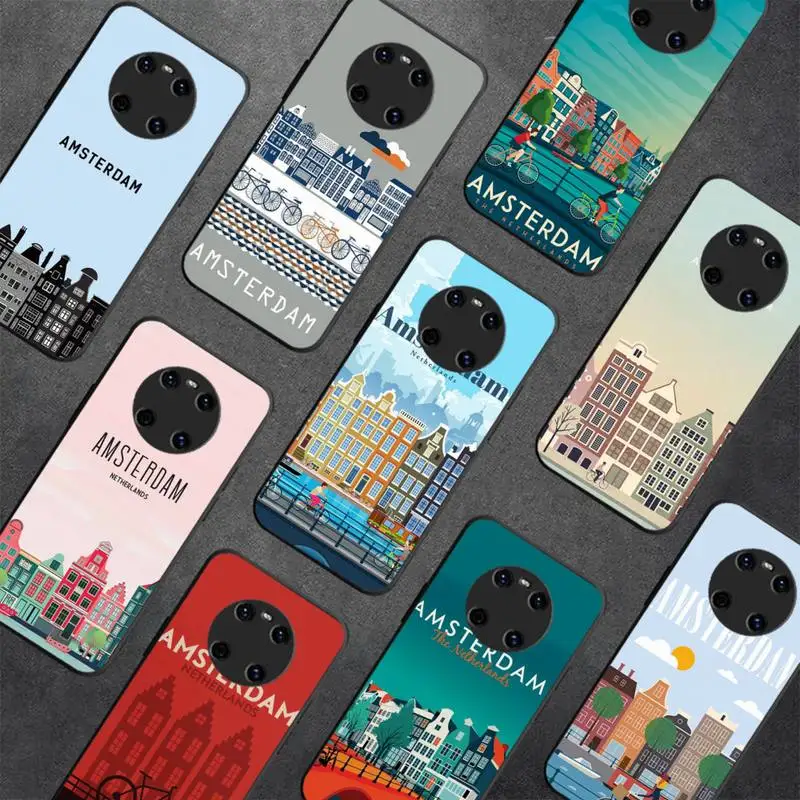 

Amsterdam City Poster Phone Case for Redmi 8 9 9A for Samsung J5 J6 Note9 for Huawei NOVA3E Mate20lite cover
