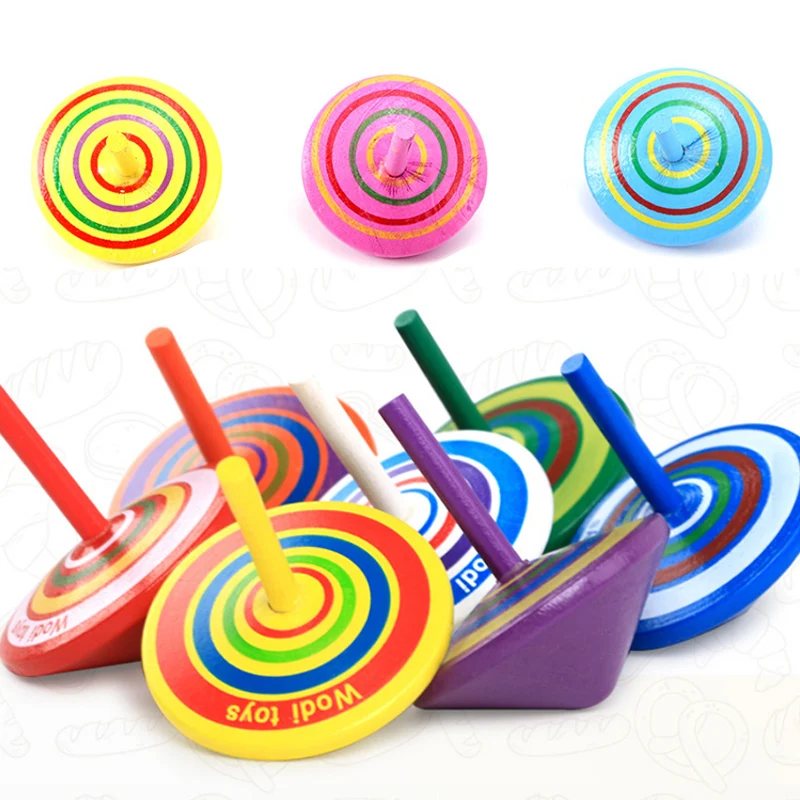 8pcs/lot Multicolor Wooden Spinning Top Adult Relief Stress Desktop Decompression Toys Baby Birthday Christmas Gift Random Color - купить по