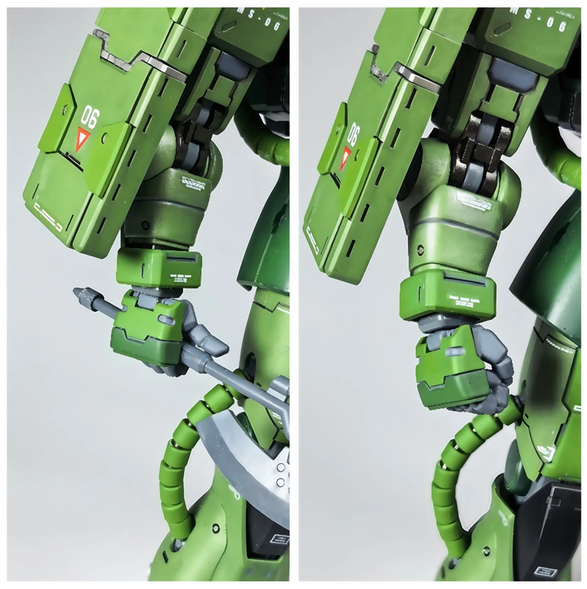 Фото Набор аксессуаров для модификации фигурок Anubis MGH-004 MG Zaku: зеленые и красные руки Заку, детали для рук, сумка для хранения. №5