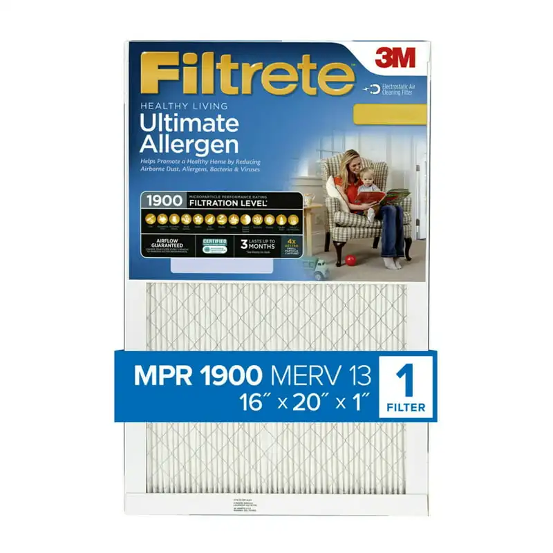 

Air Filter, MPR 1900 MERV 13, Healthy Living Allergen, Captures Smoke, Bacteria and Virus Particles, 1 Filter