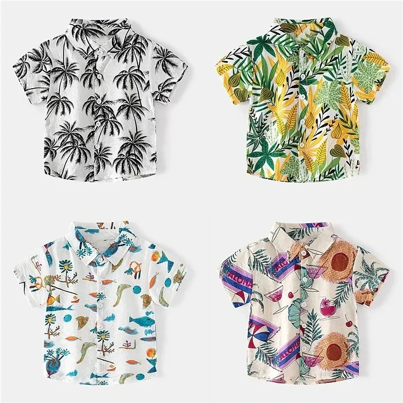

Children's Shirt Girls Boys Kawaii Clothes Fashion Kids Tops Summer Holidays Blouse For 2-12 Years Old Unisex Baby Hawaii Shirts