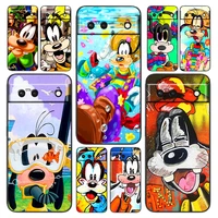 disney color art goofy dog phone case for google pixel 7 6 pro 6a 5a 5 4 4a xl 5g black silicone tpu cover