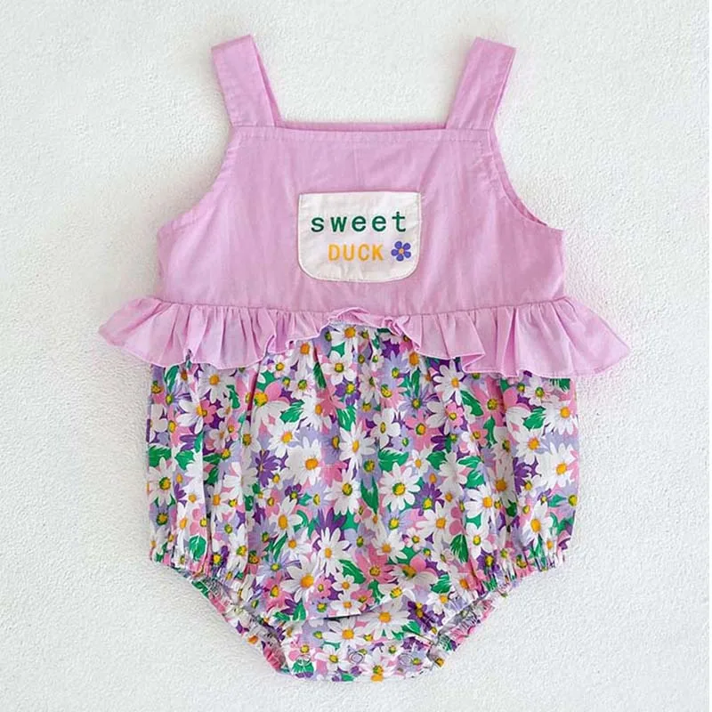 

Baby Girl Clothes Newborn Baby Romper Floral Patchwork Print Jumpsuit Summer New Toddler Infant Sleeveless Cotton Cute Clothing