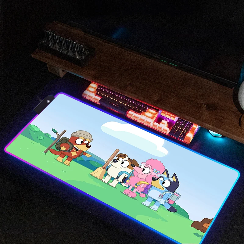 

Большой Настольный коврик B-bluey для ПК, игровые аксессуары для шкафа, игровой коврик для мыши в стиле аниме, Rgb, Настольный коврик, большой коврик для мыши, задняя подсветка