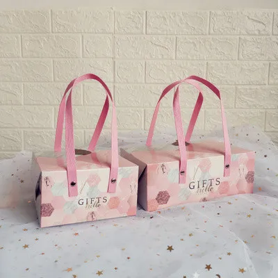 

10 шт. милые высококачественные розовые конфеты, Подарочная коробка, креативная Сумка-тоут, ананас, торт, печенье, свадебная нуга, упаковочные коробки
