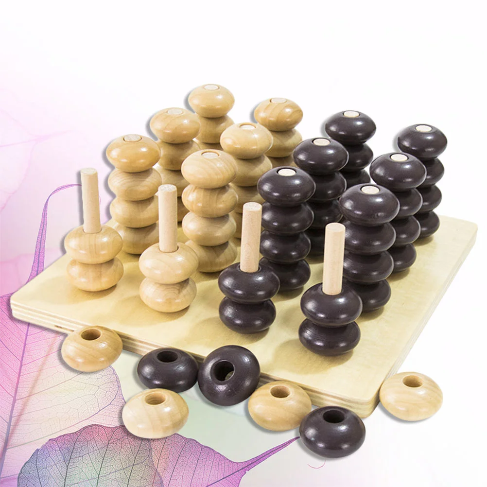 

1 Набор деревянных 3D шахматных 3D четырех в одном, деревянная игра для стремления, шахматы, развивающая 3D настольная игра, цифровое Раннее Обучение