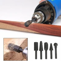 5pcs steel rotary rasp file 14 shank rotary craft files rasp burrs wood bit grinding power woodworking hand tool carving knife