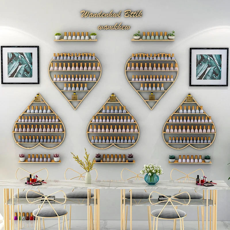 

Celebrity Nail Polish Display Stand Wall Hanging Iron Storage Rack Organizer Heart-shape Nail Shop Storage Cabin Combinationrack
