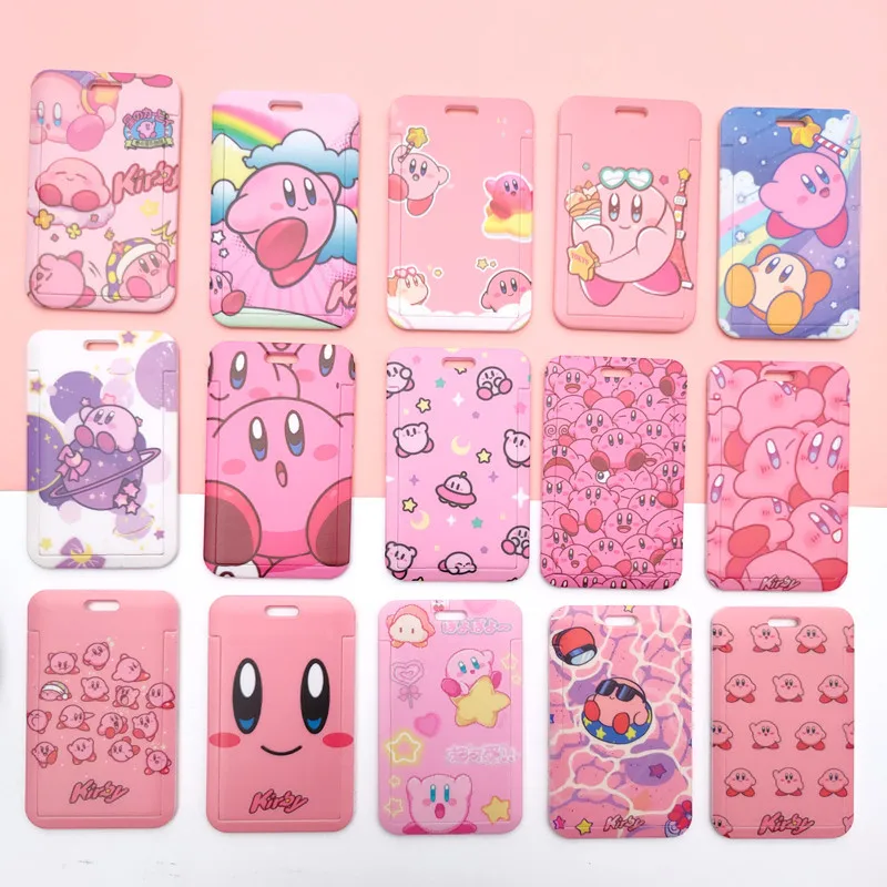 

Anime Cartoon Kawaii Kirby Card Cover Student Campus Card Pink Series Kirby Hanging Bag Card Holder Lanyard Id Card Toys Gifts
