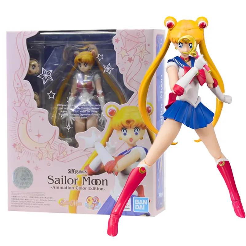 Фото Bandai натуральная фигурка Сейлор Мун аниме SHF Сейлор Чиби Мун Венера анимация цветная коллекция модель экшн-фигурка детские игрушки №2