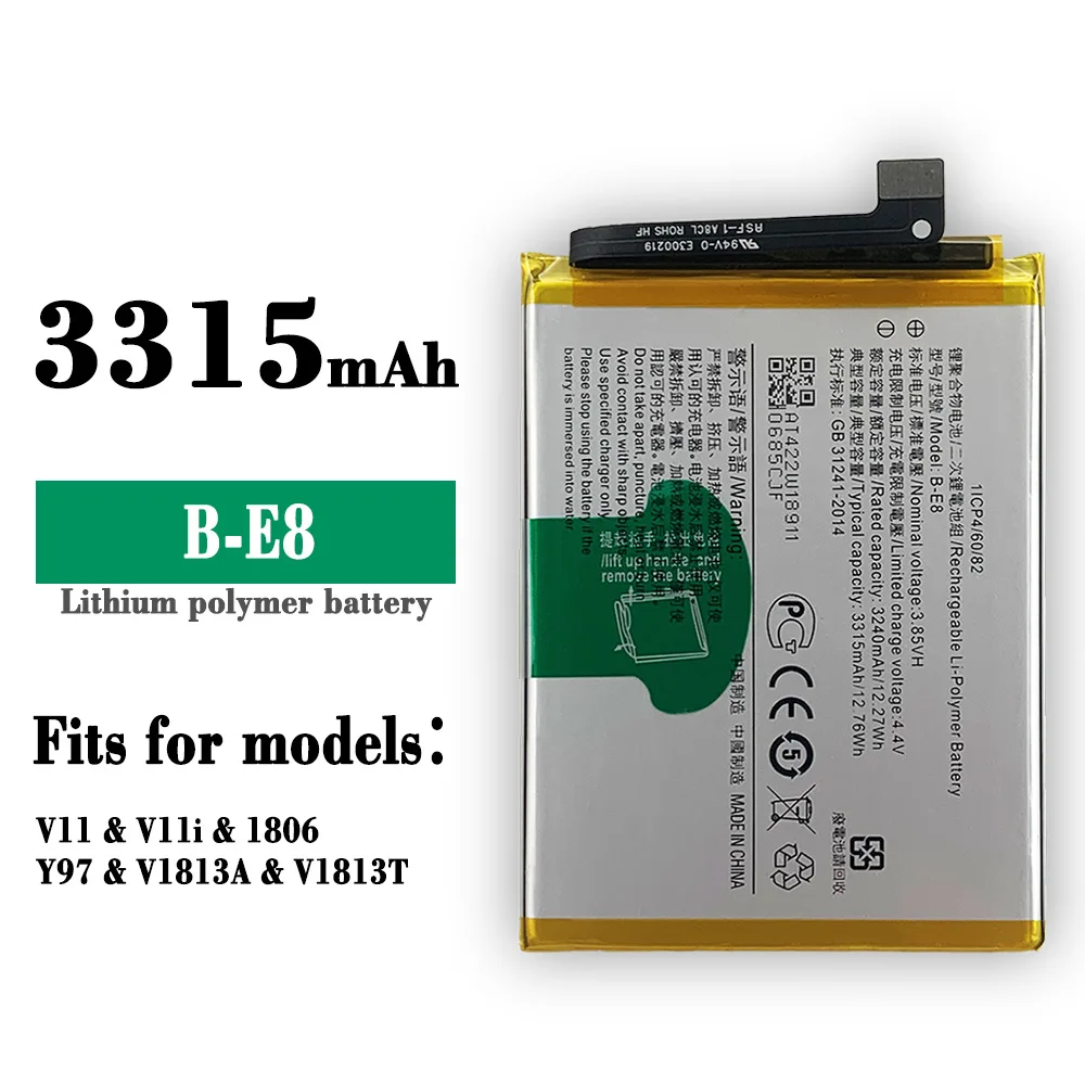 

100% Orginal B-E8 Replacement Battery For VIVO V11 V11i 1806 Y97 V1813A V1813T B-E8 3315mAh New Built-in Batteries + Tools