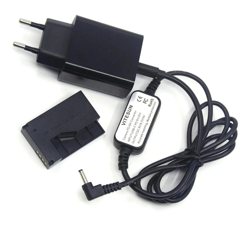 

USB Type-C Charger Cable+ PD Charger+DR-E15 DC Coupler LP-E12 Dummy Battery for Canon EOS 100D Kiss x7 Rebel SL1 SX70HS