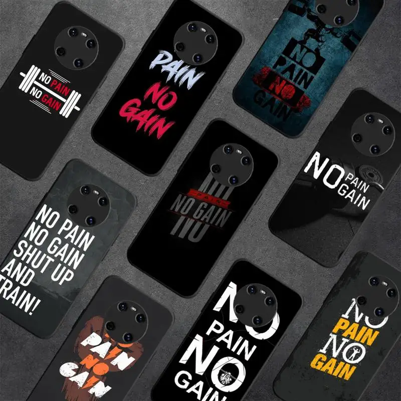

No Pain No Gain Gym Fitness Phone Case for Huawei Y 6 9 7 5 8s prime 2019 2018 enjoy 7 plus