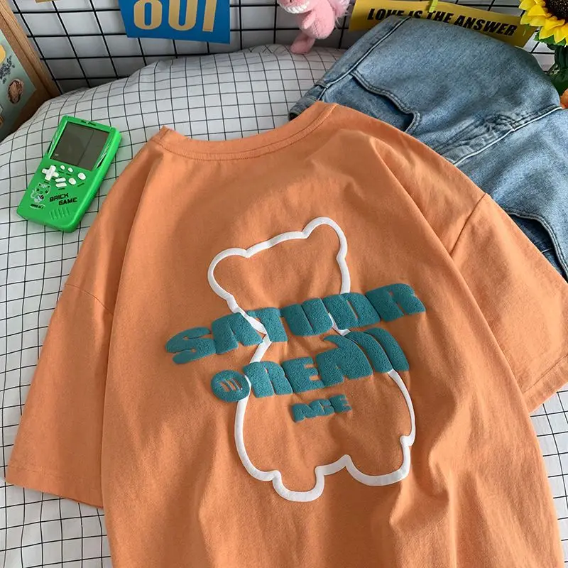 

Летняя хлопковая футболка с коротким рукавом для мужчин, новинка 2021, брендовая Повседневная Свободная одежда в гонконгском стиле, Мужская трендовая футболка