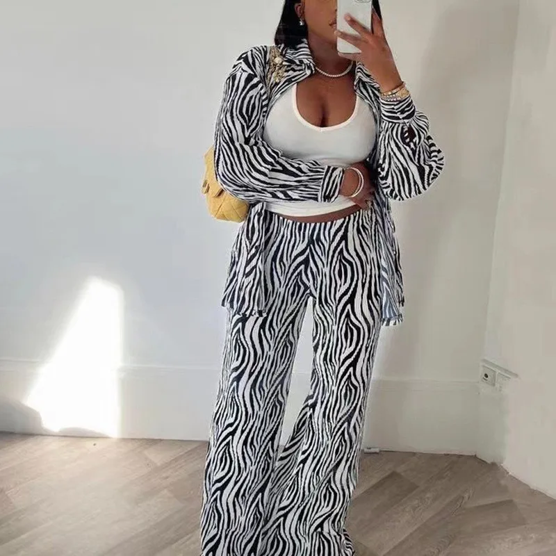 

Women Beach Dress Swimsuit For Summer 2023 Suit Pressure Long Sleeve Shirt Legged Pants Leisure Two Piece Print Polyester