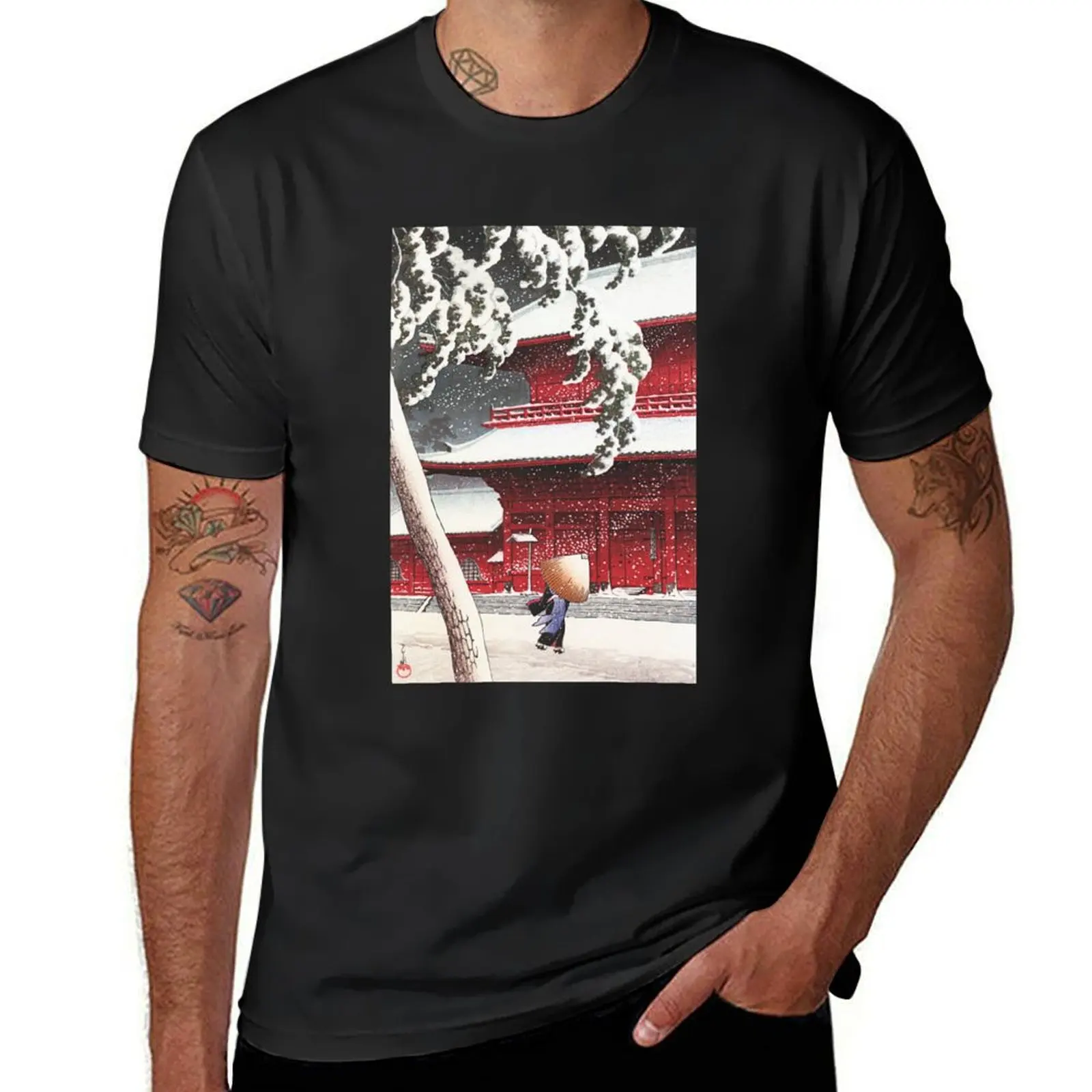 Мужские футболки Zojoji Temple in Shiba by Kawase Hasui