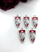5 pcs 32x16mm punk gothic red oil drip knight cross shield accessories holy shield necklace earrings diy handmade jewelry